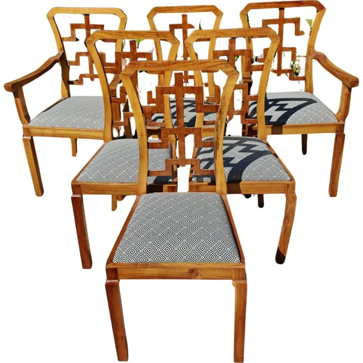 Pamono Vintage Art Deco Dining Chairs in Walnut, 1930s, Set of 6 Outlet