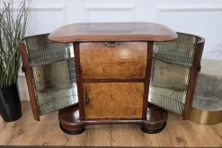 Pamono Vintage Art Deco Italian Walnut Burl and Mirror Mosaic Dry Bar Cabinet by Paolo Buffa, 1950s Outlet
