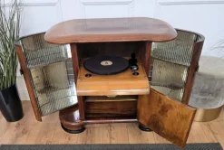Pamono Vintage Art Deco Italian Walnut Burl and Mirror Mosaic Dry Bar Cabinet by Paolo Buffa, 1950s Outlet