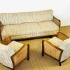 Pamono Vintage Art Deco Living Room Set in Curved Wood and Cane, 1950, Set of 3 Outlet