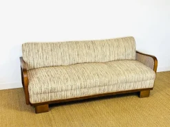 Pamono Vintage Art Deco Living Room Set in Curved Wood and Cane, 1950, Set of 3 Outlet