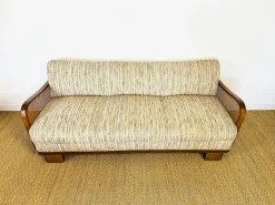Pamono Vintage Art Deco Living Room Set in Curved Wood and Cane, 1950, Set of 3 Outlet