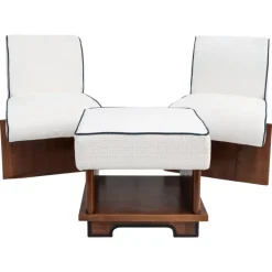 Pamono Vintage Art Deco Lounge Chairs with Pouf, 1940s, Set of 3 Discount