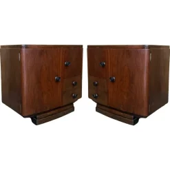 Pamono Vintage Art Deco Spanish Walnut Nightstands, 1950, Set of 2 Outlet