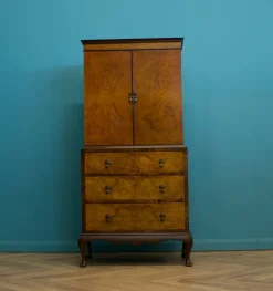 Pamono Vintage Art Deco Style Walnut Tallboy Linen Cabinet, 1950s Clearance