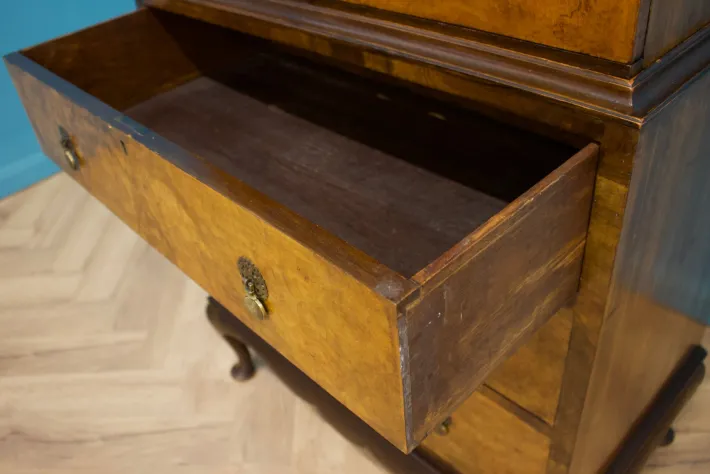 Pamono Vintage Art Deco Style Walnut Tallboy Linen Cabinet, 1950s Clearance