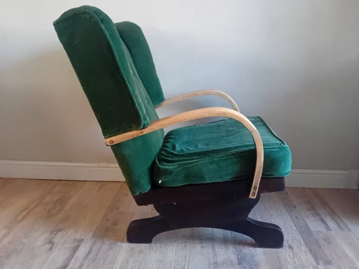 Pamono Vintage Art Deco Upholstered Rocking Chair, 1920s New