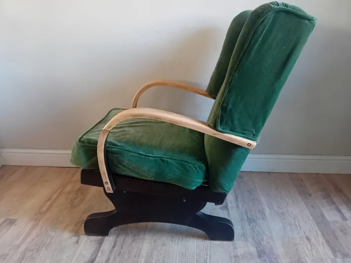 Pamono Vintage Art Deco Upholstered Rocking Chair, 1920s New
