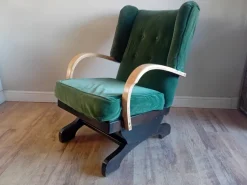 Pamono Vintage Art Deco Upholstered Rocking Chair, 1920s New