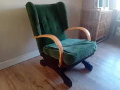Pamono Vintage Art Deco Upholstered Rocking Chair, 1920s New
