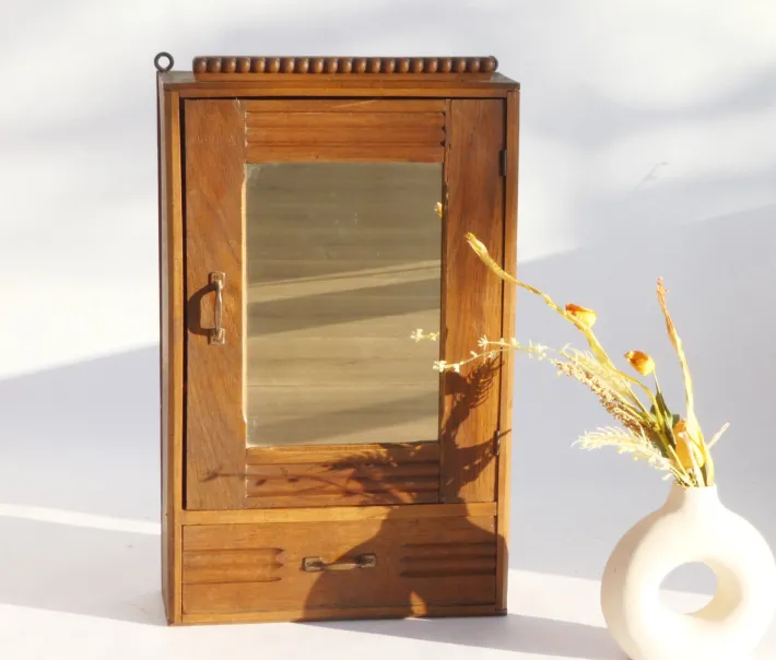 Pamono Vintage Art Deco Wooden Cabinet with Mirror, 1930s Discount