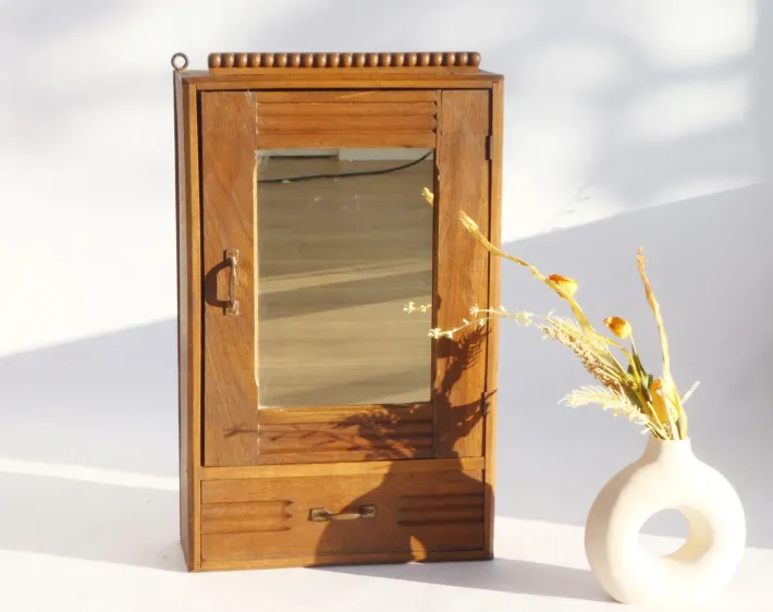 Pamono Vintage Art Deco Wooden Cabinet with Mirror, 1930s Discount