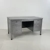Pamono Vintage Art Metal Double Pedestal Polished Steel Desk Sale