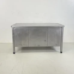 Pamono Vintage Art Metal Double Pedestal Polished Steel Desk Sale
