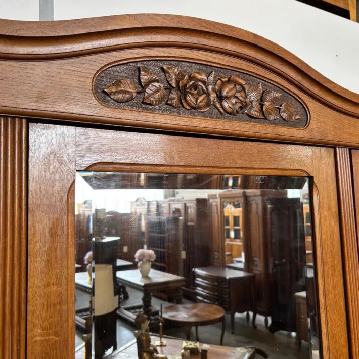 Pamono Vintage Art Nouveau Wardrobe in Oak, 1920