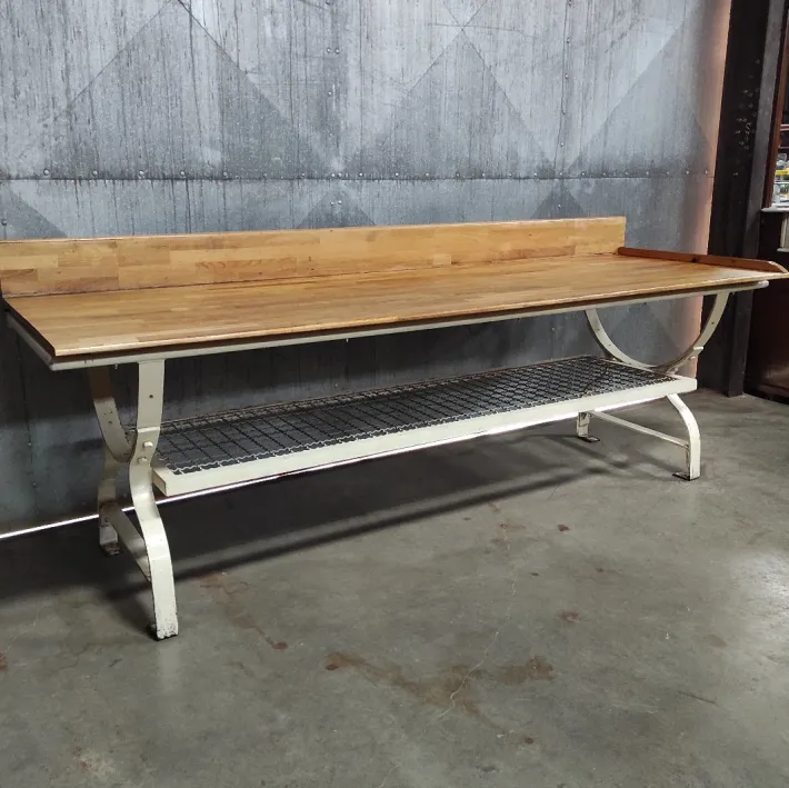 Pamono Vintage Baker's Table with Iron Base and Beech Top Discount