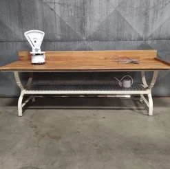 Pamono Vintage Baker's Table with Iron Base and Beech Top Discount