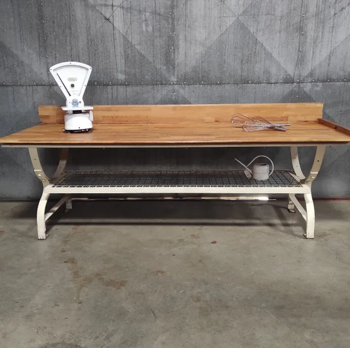 Pamono Vintage Baker's Table with Iron Base and Beech Top Discount