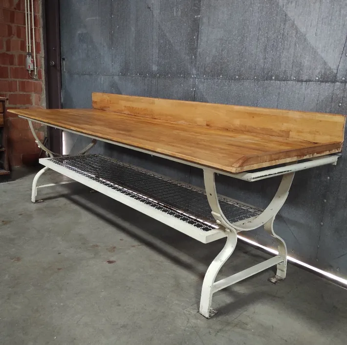 Pamono Vintage Baker's Table with Iron Base and Beech Top Discount