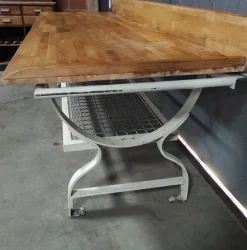 Pamono Vintage Baker's Table with Iron Base and Beech Top Discount