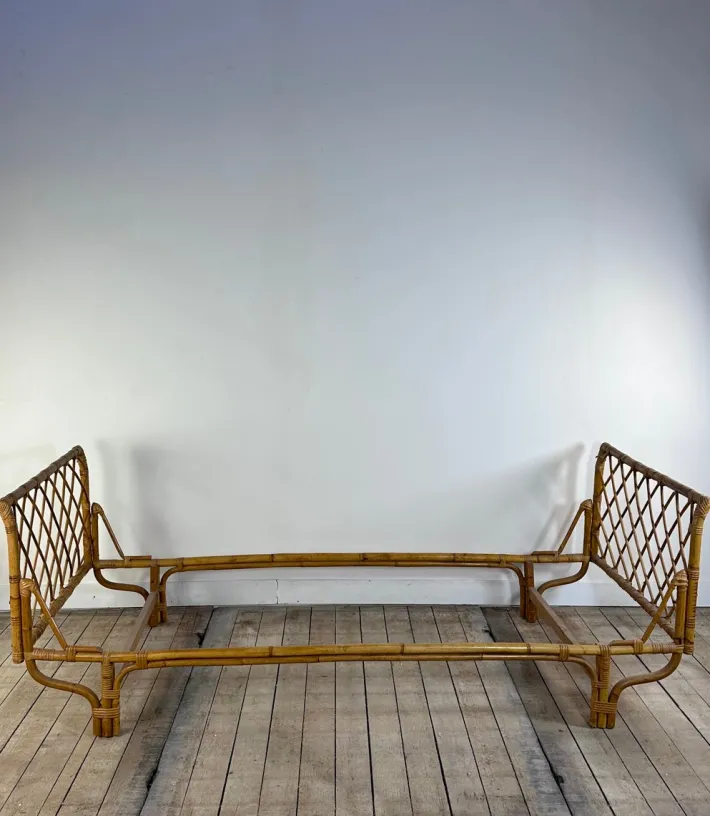 Pamono Vintage Bamboo and Rattan Bed, 1960s Best