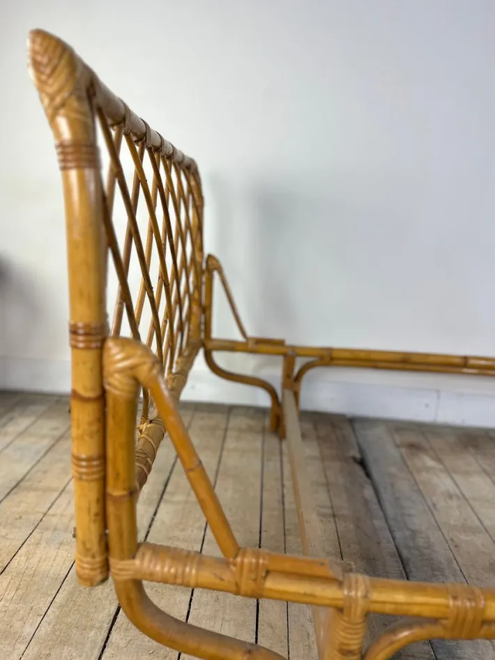 Pamono Vintage Bamboo and Rattan Bed, 1960s Best