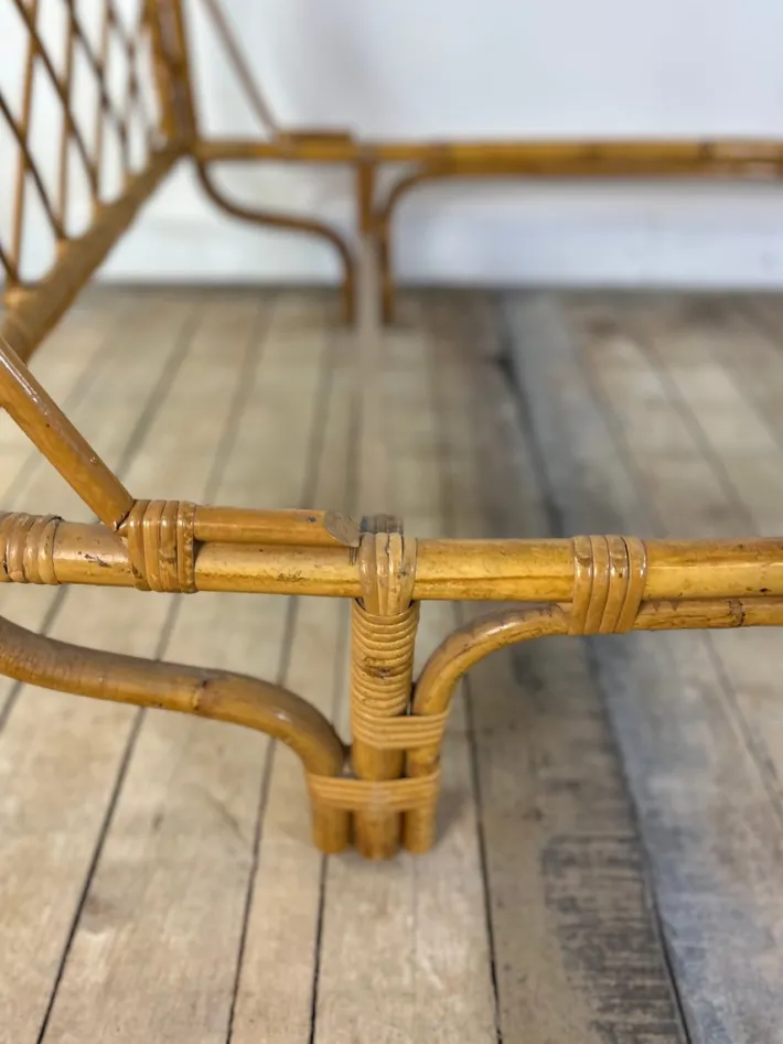 Pamono Vintage Bamboo and Rattan Bed, 1960s Best