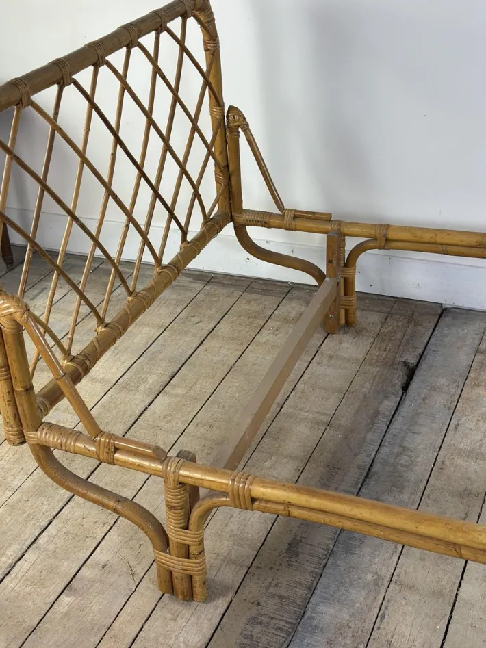 Pamono Vintage Bamboo and Rattan Bed, 1960s Best