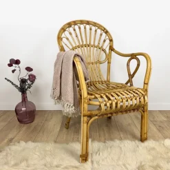 Pamono Vintage Bamboo and Rattan Armchair, 1950s Best