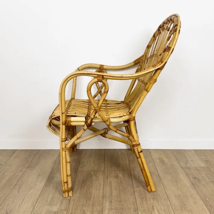 Pamono Vintage Bamboo and Rattan Armchair, 1950s Best