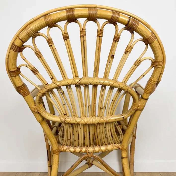 Pamono Vintage Bamboo and Rattan Armchair, 1950s Best
