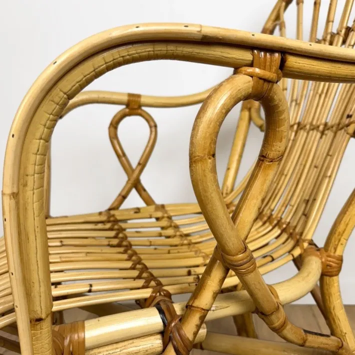 Pamono Vintage Bamboo and Rattan Armchair, 1950s Best
