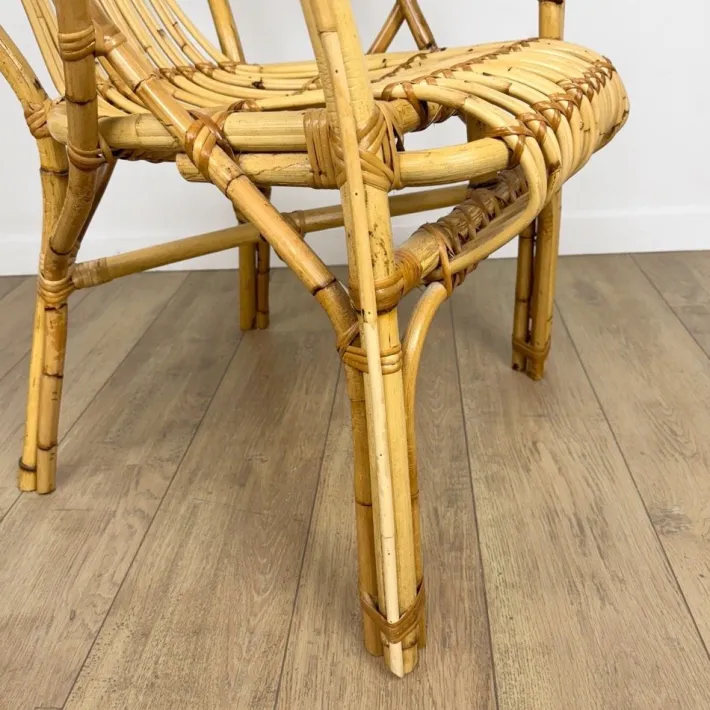 Pamono Vintage Bamboo and Rattan Armchair, 1950s Best