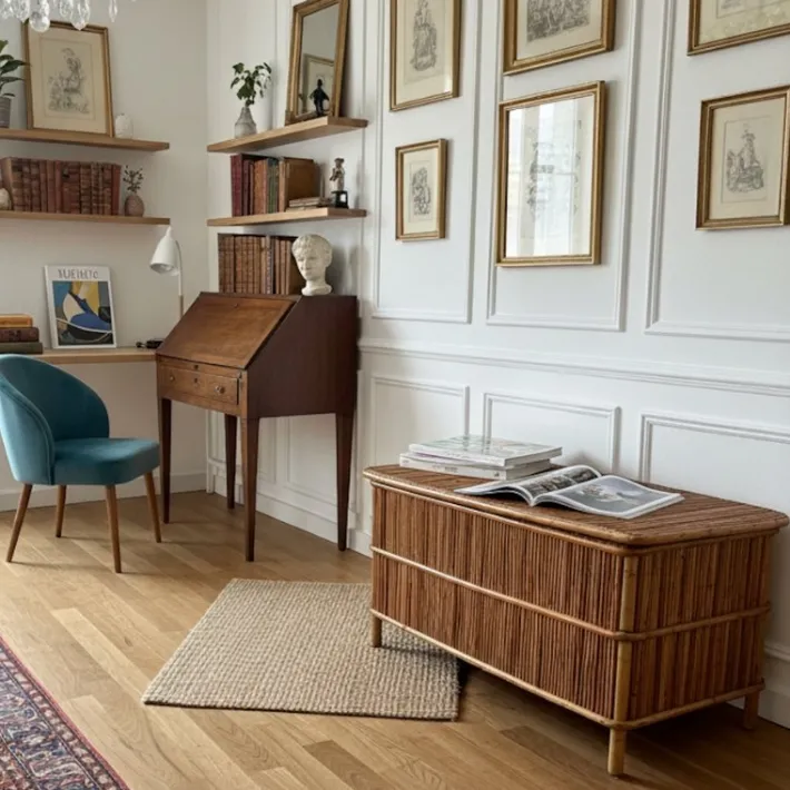 Pamono Vintage Bamboo Chest by Audoux Minnet, 1950s Hot