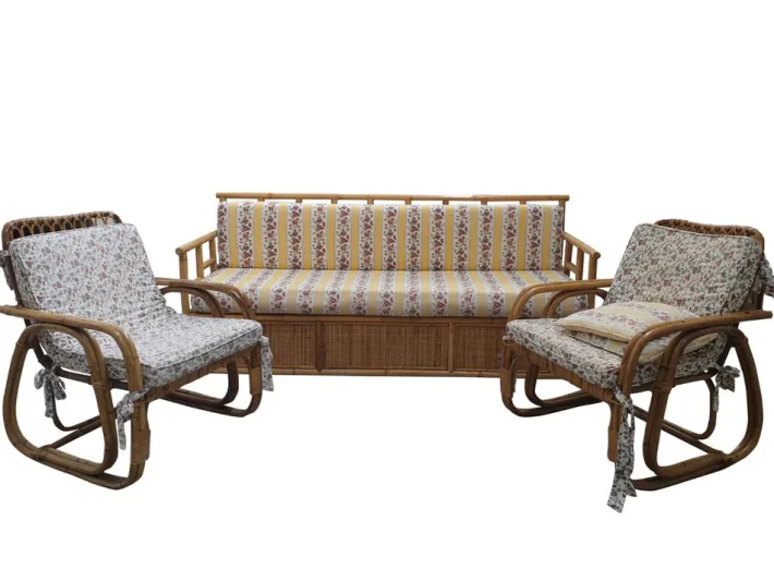 Pamono Vintage Bamboo Living Room Set from Vivai Del Sud, 1960s, Set of 3 Hot
