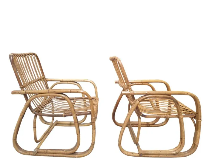 Pamono Vintage Bamboo Living Room Set from Vivai Del Sud, 1960s, Set of 3 Hot