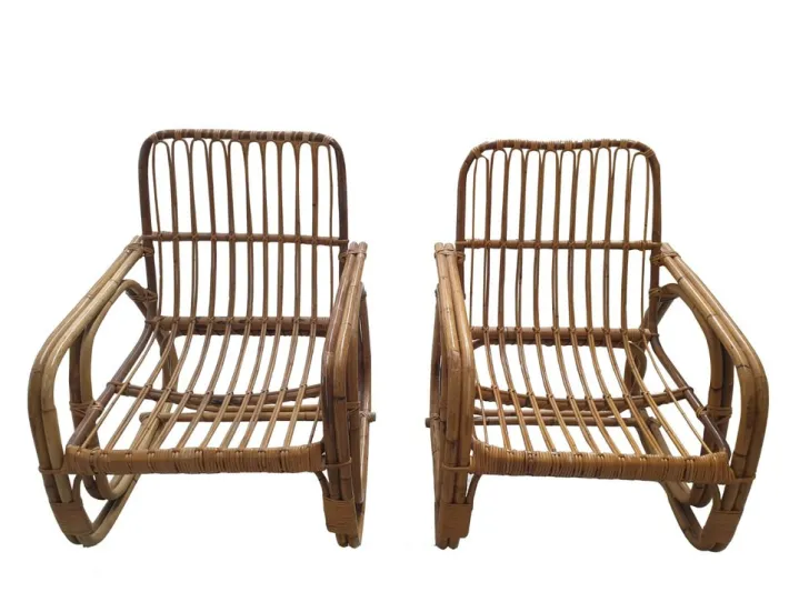 Pamono Vintage Bamboo Living Room Set from Vivai Del Sud, 1960s, Set of 3 Hot