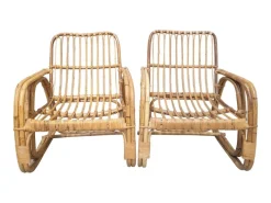 Pamono Vintage Bamboo Living Room Set from Vivai Del Sud, 1960s, Set of 3 Hot