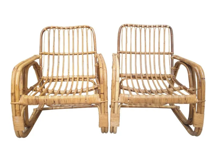 Pamono Vintage Bamboo Living Room Set from Vivai Del Sud, 1960s, Set of 3 Hot