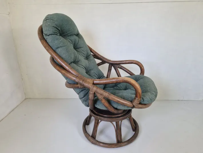 Pamono Vintage Bamboo Rattan Swivel Armchair, 1970s Clearance