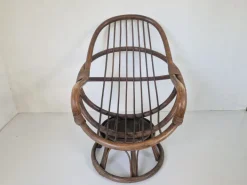 Pamono Vintage Bamboo Rattan Swivel Armchair, 1970s Clearance