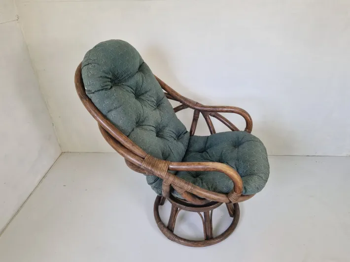 Pamono Vintage Bamboo Rattan Swivel Armchair, 1970s Clearance
