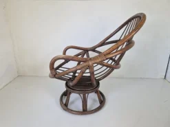 Pamono Vintage Bamboo Rattan Swivel Armchair, 1970s Clearance