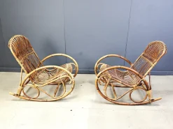 Pamono Vintage Bamboo Rocking Chair, 1960s, Set of 2 Sale