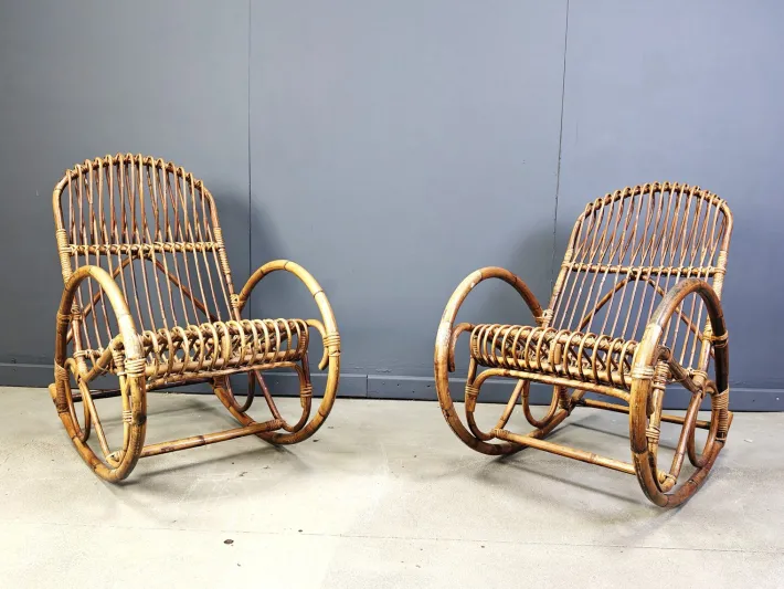 Pamono Vintage Bamboo Rocking Chair, 1960s, Set of 2 Sale