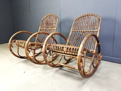 Pamono Vintage Bamboo Rocking Chair, 1960s, Set of 2 Sale