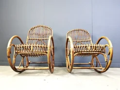 Pamono Vintage Bamboo Rocking Chair, 1960s, Set of 2 Sale