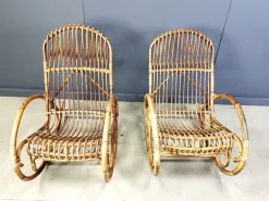 Pamono Vintage Bamboo Rocking Chair, 1960s, Set of 2 Sale
