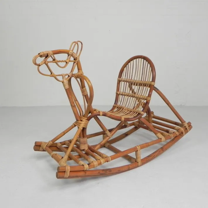 Pamono Vintage Bamboo Rocking Horse, 1960s Discount