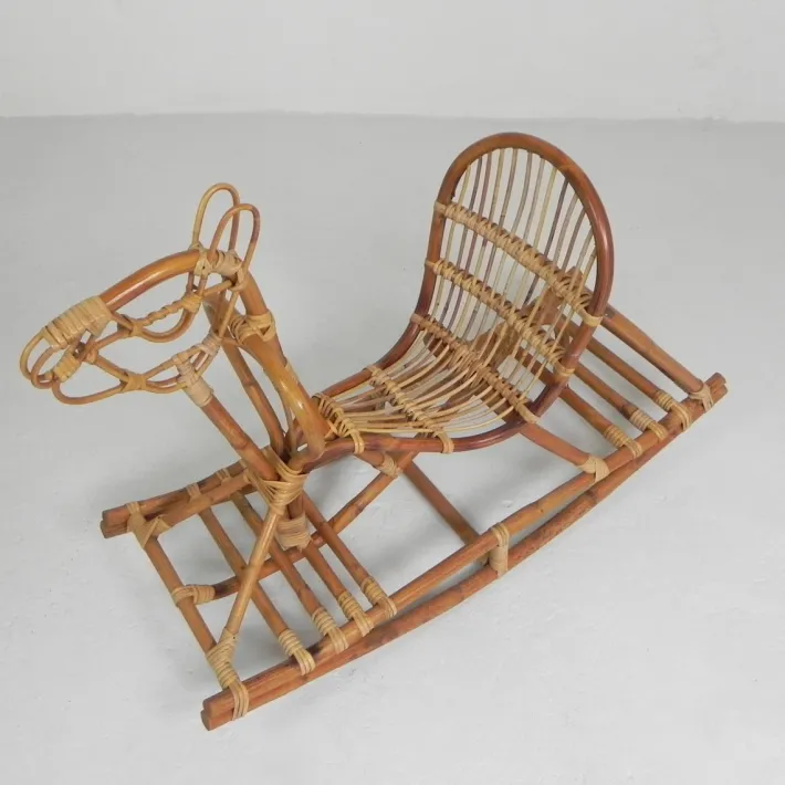 Pamono Vintage Bamboo Rocking Horse, 1960s Discount